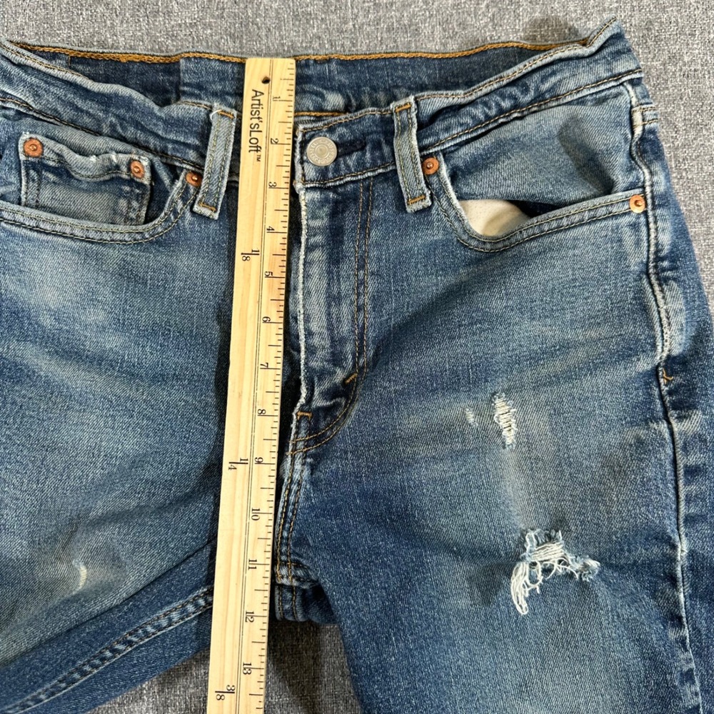 Levi's Jeans Mens 30x30 514 Straight Blue Stretch Distressed - Picture 9 of 12